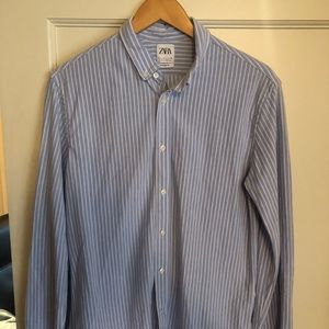 Zara Stretch fit Striped Button Down